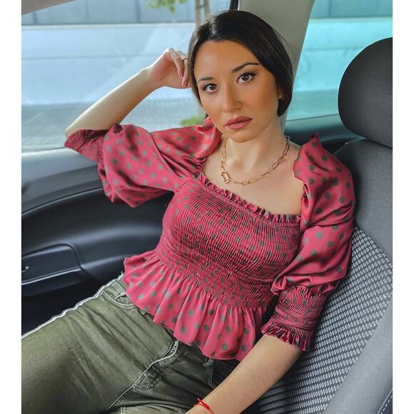 ZARA Co-Ord Polka Dot Puff Sleeve Top & Midi Skirt Set NWT ❤️ - Picture 11 of 16